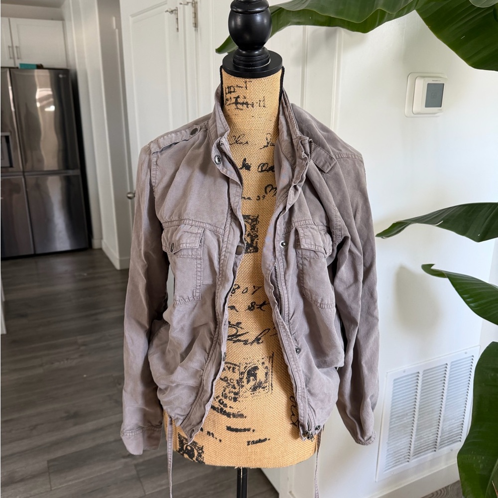 Bohme Essentials Women's Utility Jacket Lightweight Drawstring Waist Gray Size S